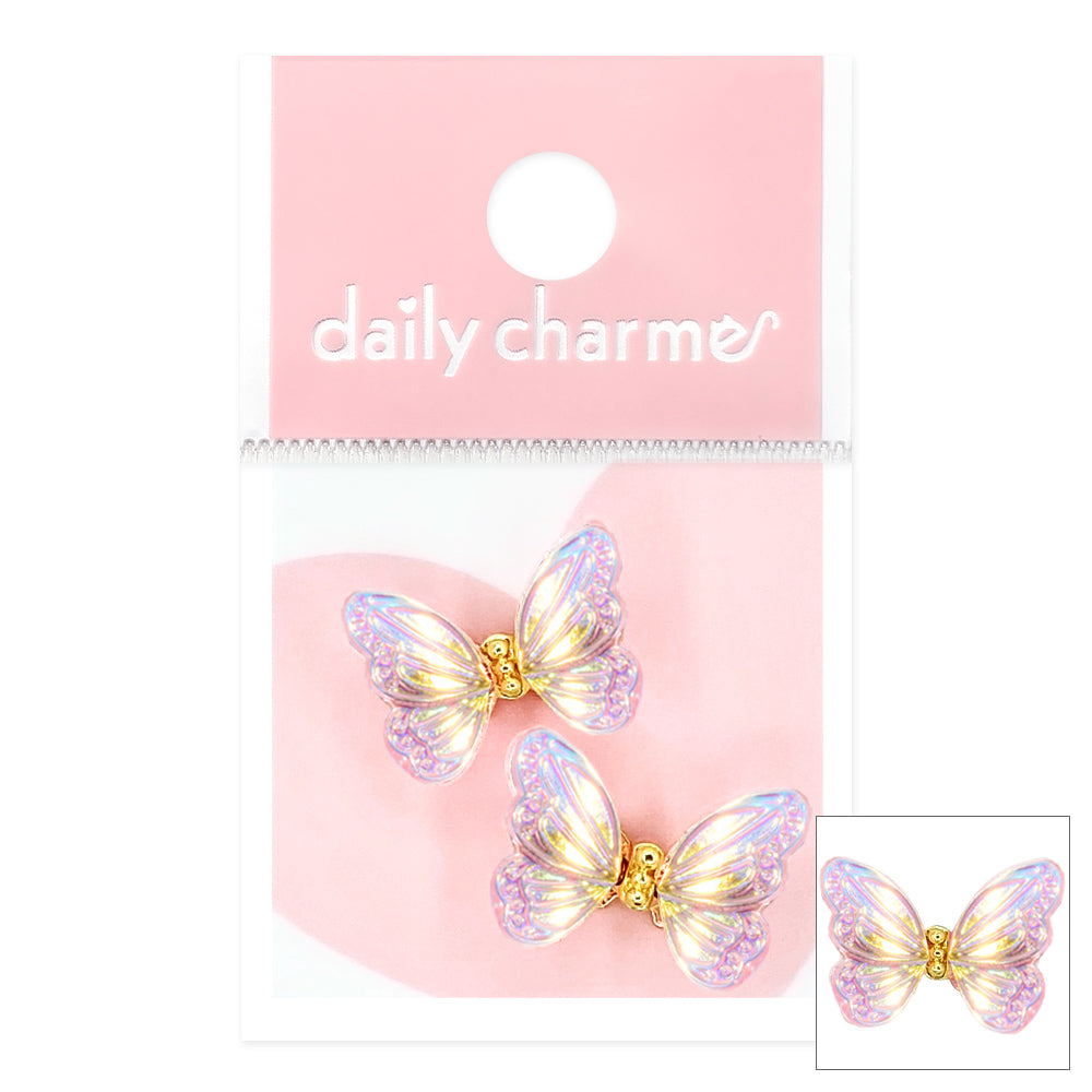 Daily Charme Fluttering Butterfly Resin Charm / Iridescent Pink