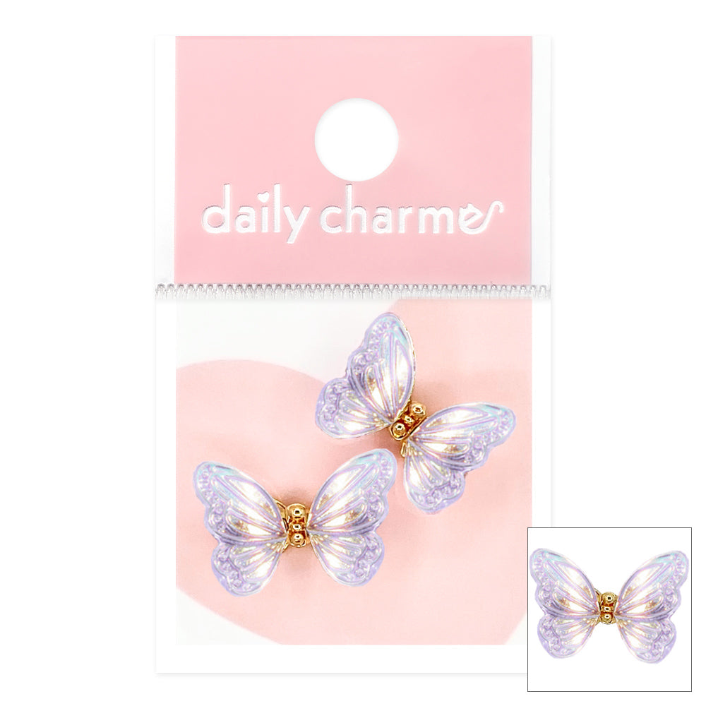 Daily Charme Fluttering Butterfly Resin Charm / Iridescent Purple