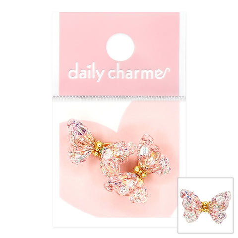 Daily Charme Fluttering Butterfly Resin Charm / Glittery Pink