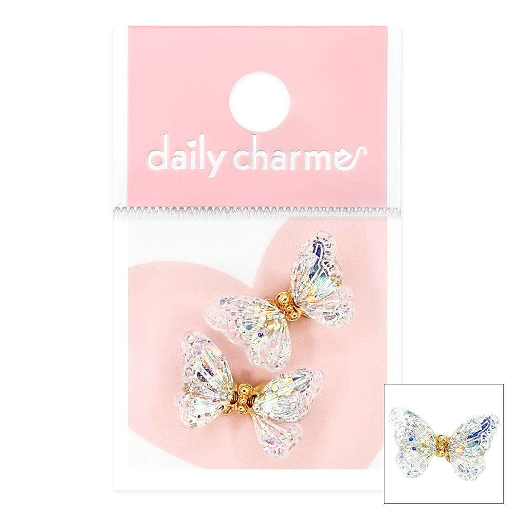 Fluttering Butterfly Resin Charm / Glittery Clear Daily Charme Fluttering Butterfly Resin Charm / Glittery Clear