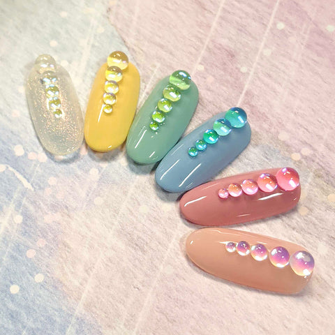Nail Art Decor | Dreamy Bubbles Iridescent Flatback Beads / Green