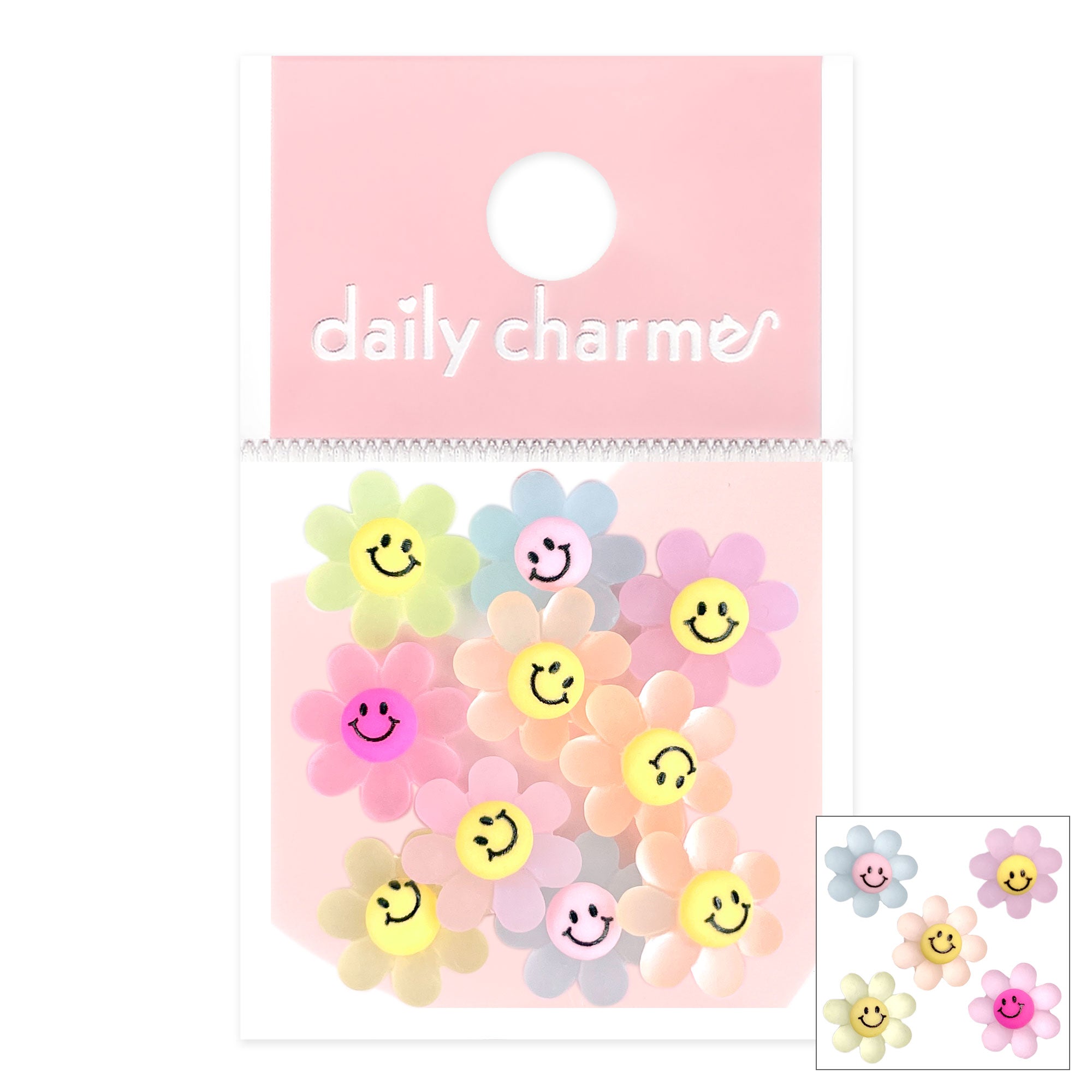 Kawaii Resin Cabochon / Pastel Jelly Smiley Daisy Kawaii Resin Cabochon Nail Decor Studs Pastel Jelly Smiley Daisy