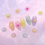 Kawaii Resin Cabochon Nail Decor Studs Pastel Jelly Smiley Daisy