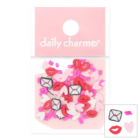 Polymer Clay Decor / Love Letter Valentine's Day Nail Art Hearts Lips