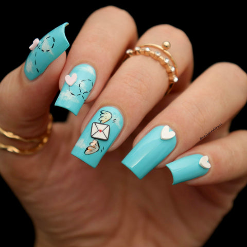 Polymer Clay Decor / Love Letter Valentine's Day Nail Art Hearts Lips