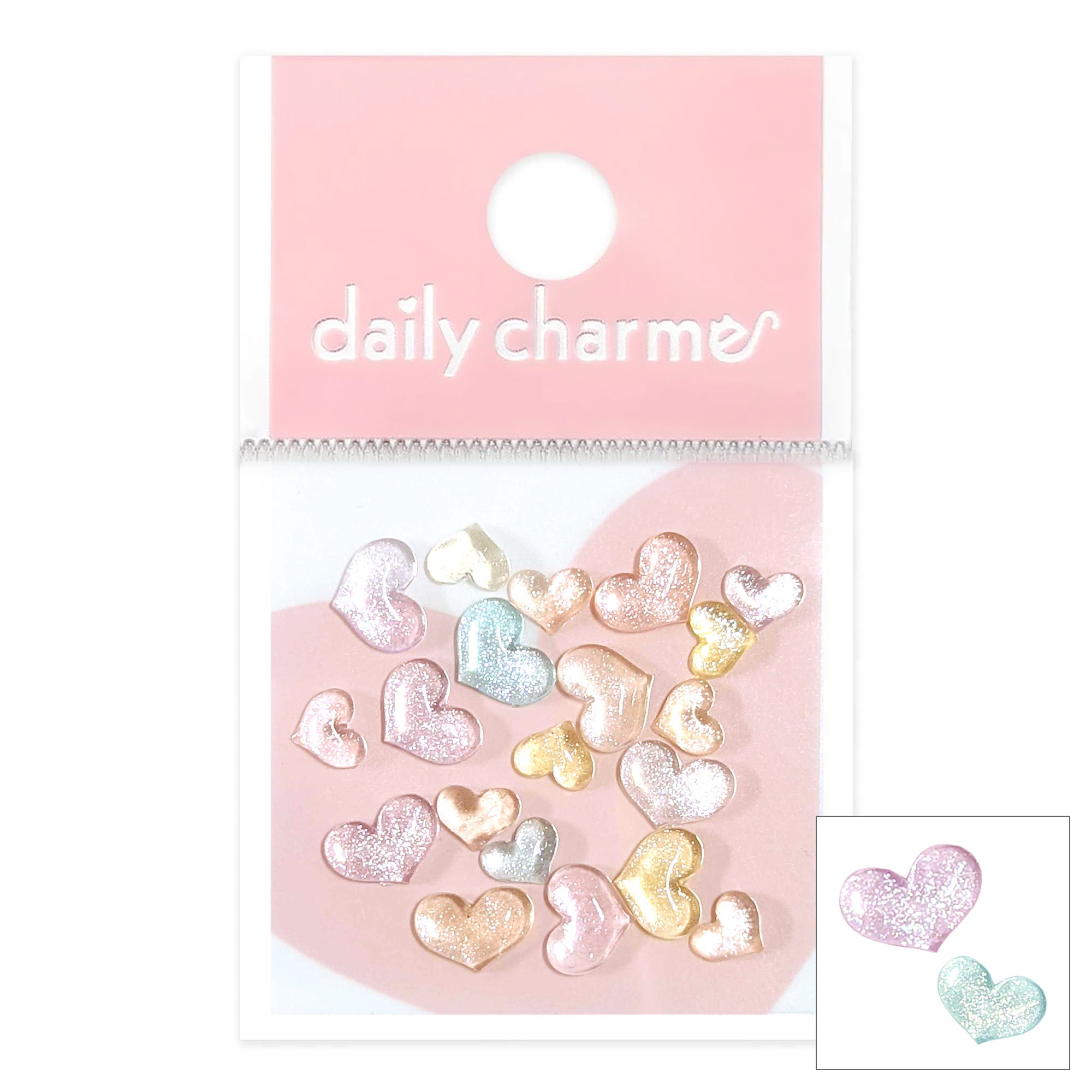 Pastel Jelly Shimmer Heart Resin Cabochons Mix Daily Charme Nail Art | Pastel Jelly Shimmer Heart Resin Cabochons Mix