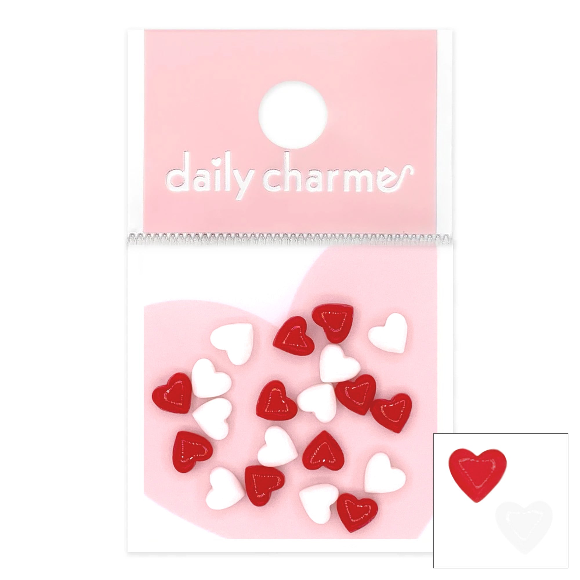 Daily Charme Nail Art | Lovely Heart Resin Cabochons Mix / Red & White