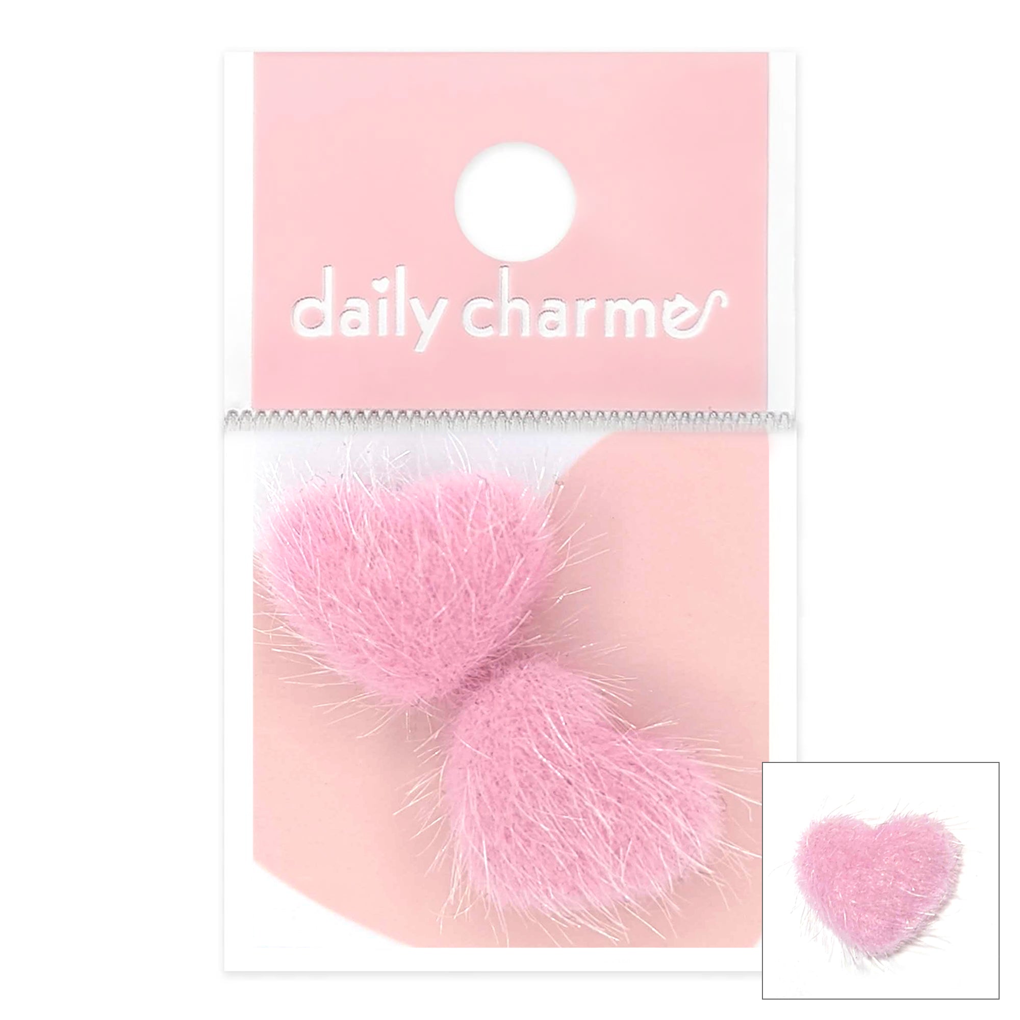 Daily Charme Nail Art | Fuzzy Heart Magnetic Charm / Pink