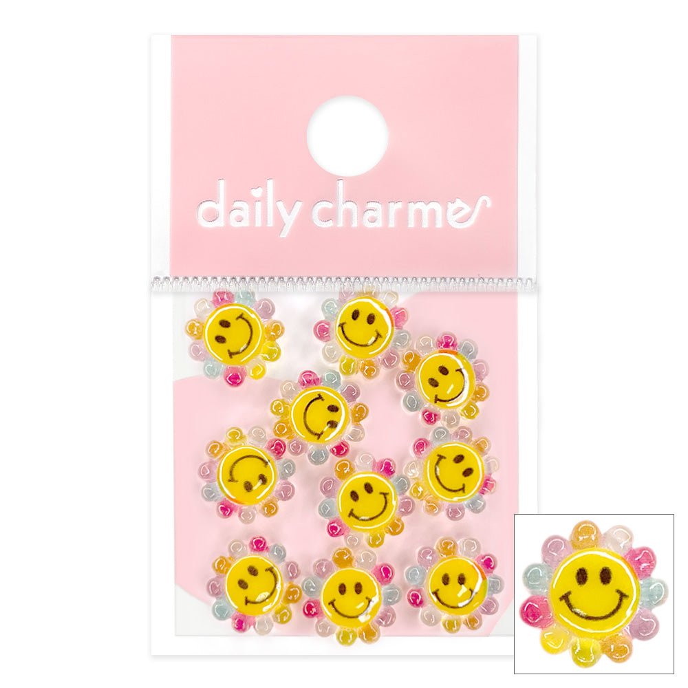 Kawaii Resin Cabochon / Smiley Daisy / Rainbow Kawaii Resin Cabochon / Smiley Daisy / Rainbow Retro 90s Nail Design