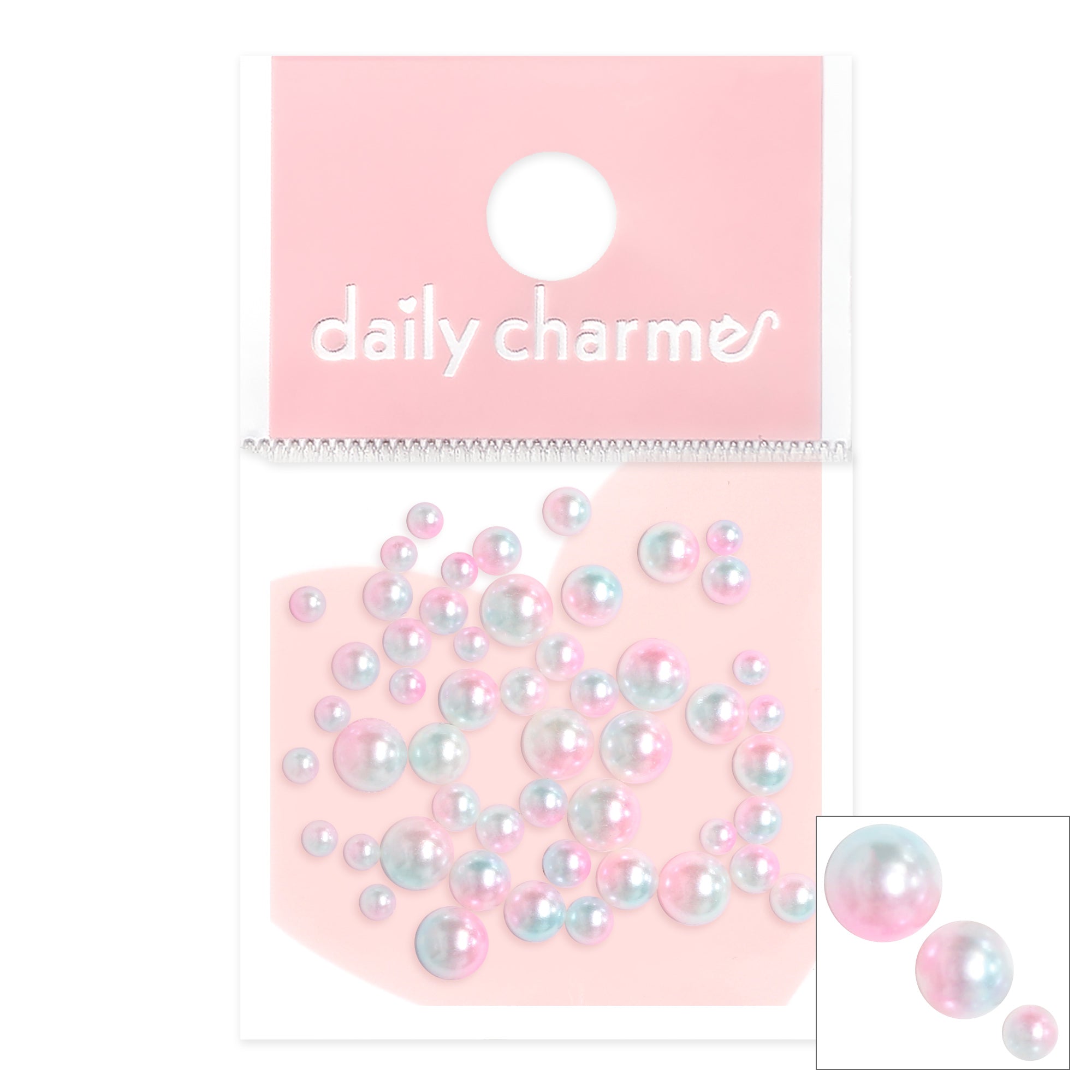 Pastel Gradient Flatback Pearl Mix Daily Charme Nail Art | Pink Blue Pastel Gradient Flatback Pearl Mix