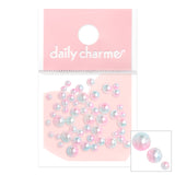 Daily Charme Nail Art | Pink Blue Pastel Gradient Flatback Pearl Mix