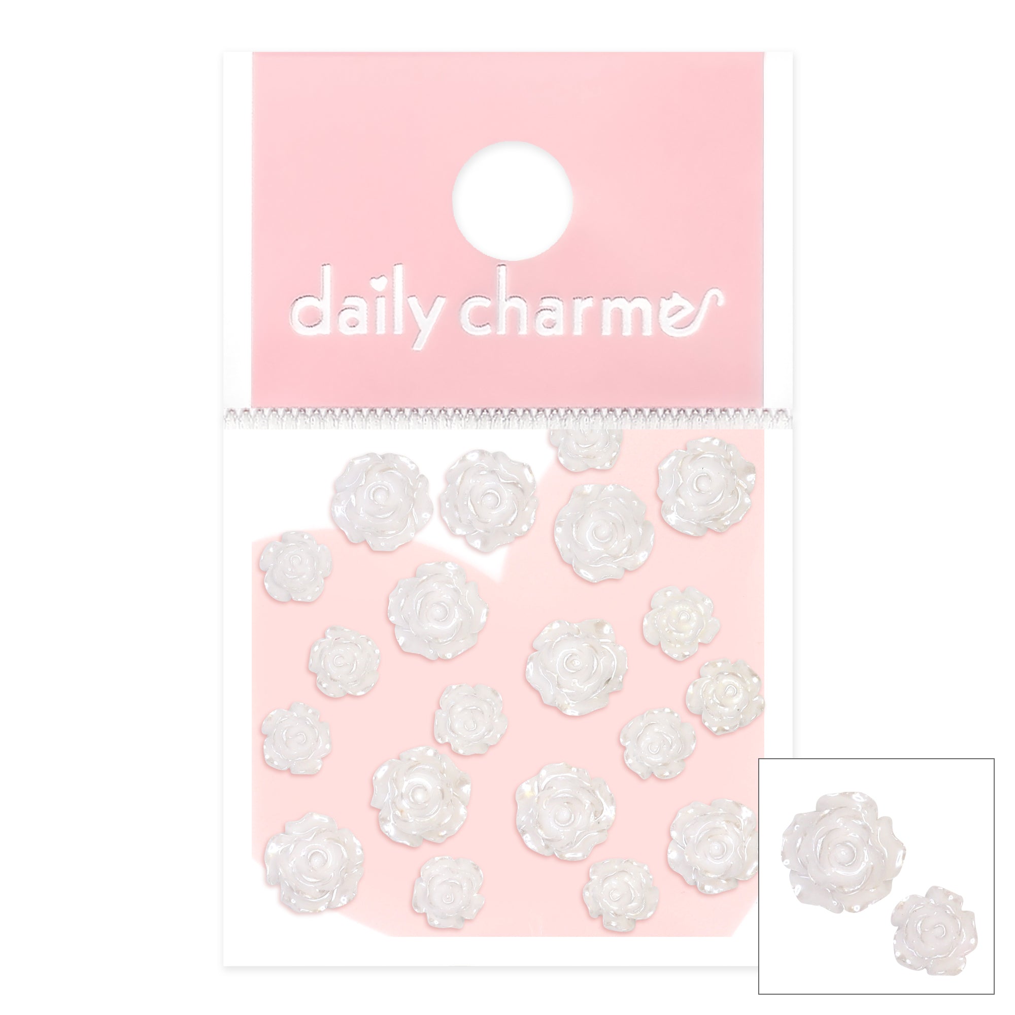 Lovely Resin Roses Mix / Pearlescent Wedding Nail Idea Trend Lovely Resin White Roses Mix / Pearlescent