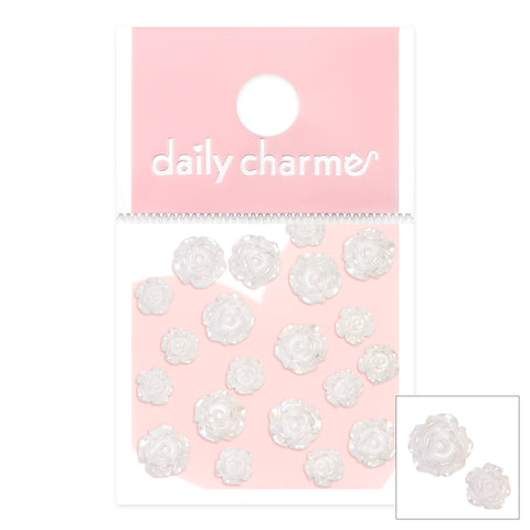 Wedding Nail Idea Trend Lovely Resin White Roses Mix / Pearlescent