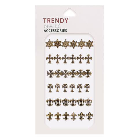 Nail Gems Set / Chrome Icons / Antique Gold Chrome Hearts Inspired Nail Decor