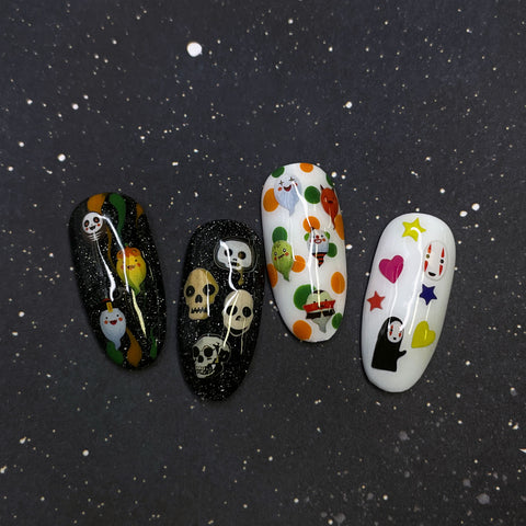 Halloween Soft Paper Glitter / Haunted Carnival Clown Joker Nail Art Decors Vampire