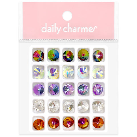 Charme Crystal Rivoli Round Pointed Back Mix Nail Art Gem Charm