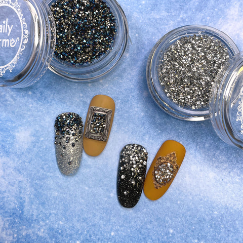 Charme Crystal Sparkle Pixie Edge / Ice Queen Metallic Silver Nail Art