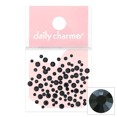 Charme Crystal Round Flatback Rhinestone / Jet Black Nail Art