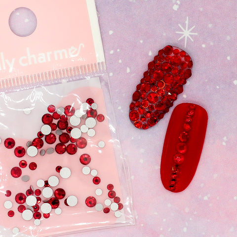Charme Crystal Round Flatback Light Siam Red Nail Art Decor