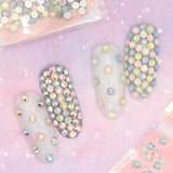 Charme Crystal Round Flatback Pastel Opal Mix Rainbow Nail Art Pink Blue Green White