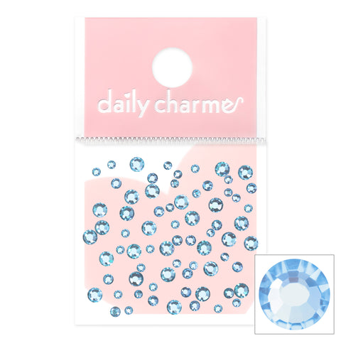 Charme Crystal Round Flatback Rhinestone / Aquamarine Light Blue Nail Art Supply