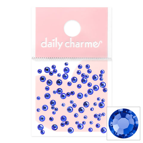 Charme Crystal Round Flatback Rhinestone / Sapphire Royal Blue Nail Design