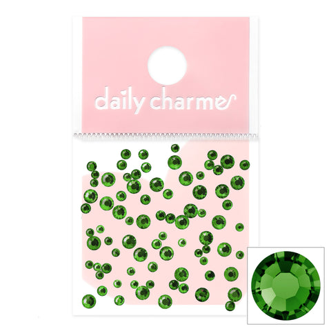 Charme Crystal Round Flatback Rhinestone / Shamrock Green Nail Art