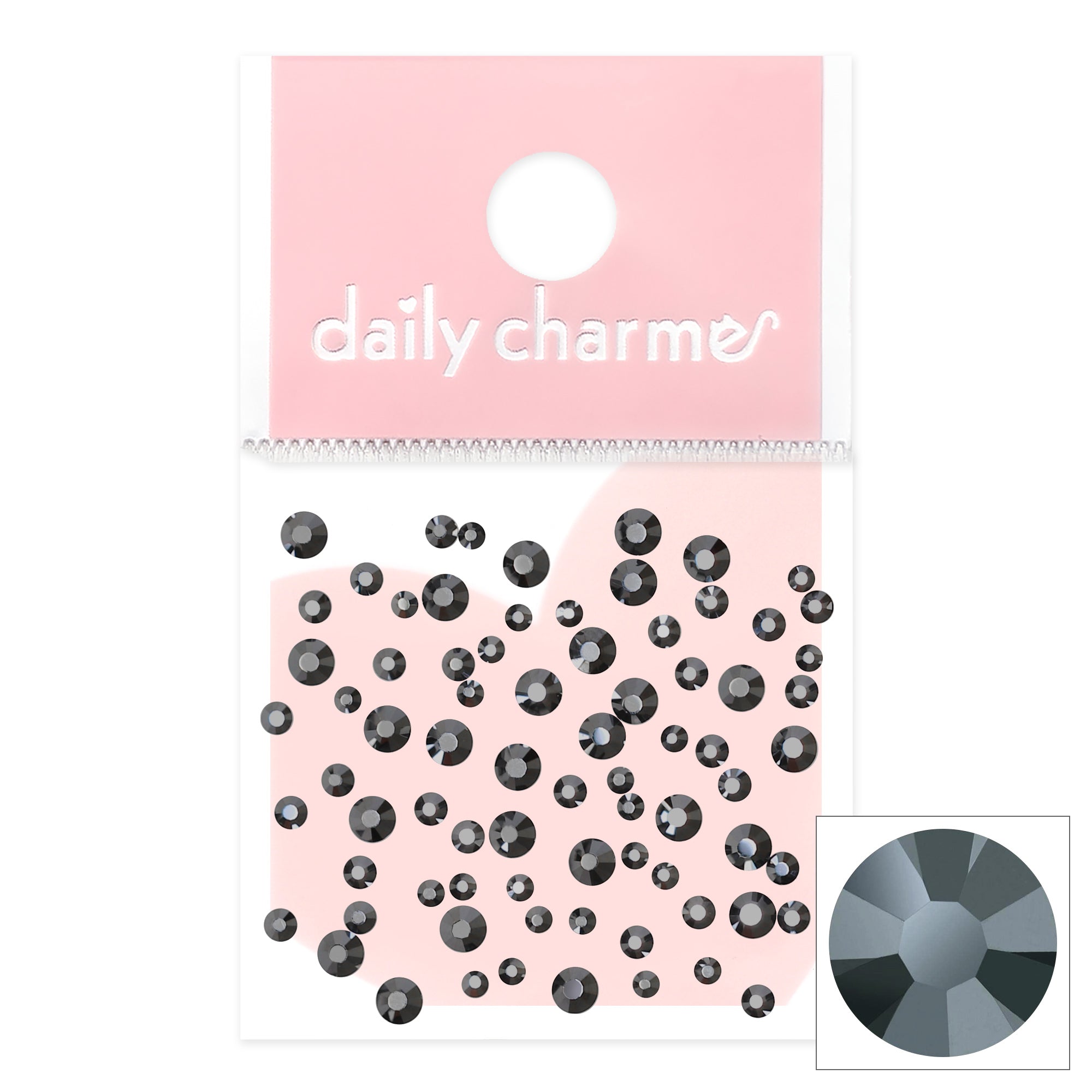 Charme Crystal Round Flatback Rhinestone / Jet Hematite Charme Crystal Round Flatback Rhinestone / Jet Hematite Gunmetal Nail Art