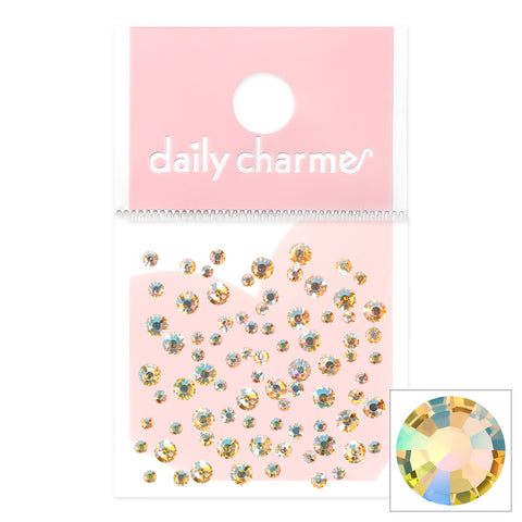Charme Crystal Round Flatback Rhinestone / Jonquil AB Yellow Nail Art Decor