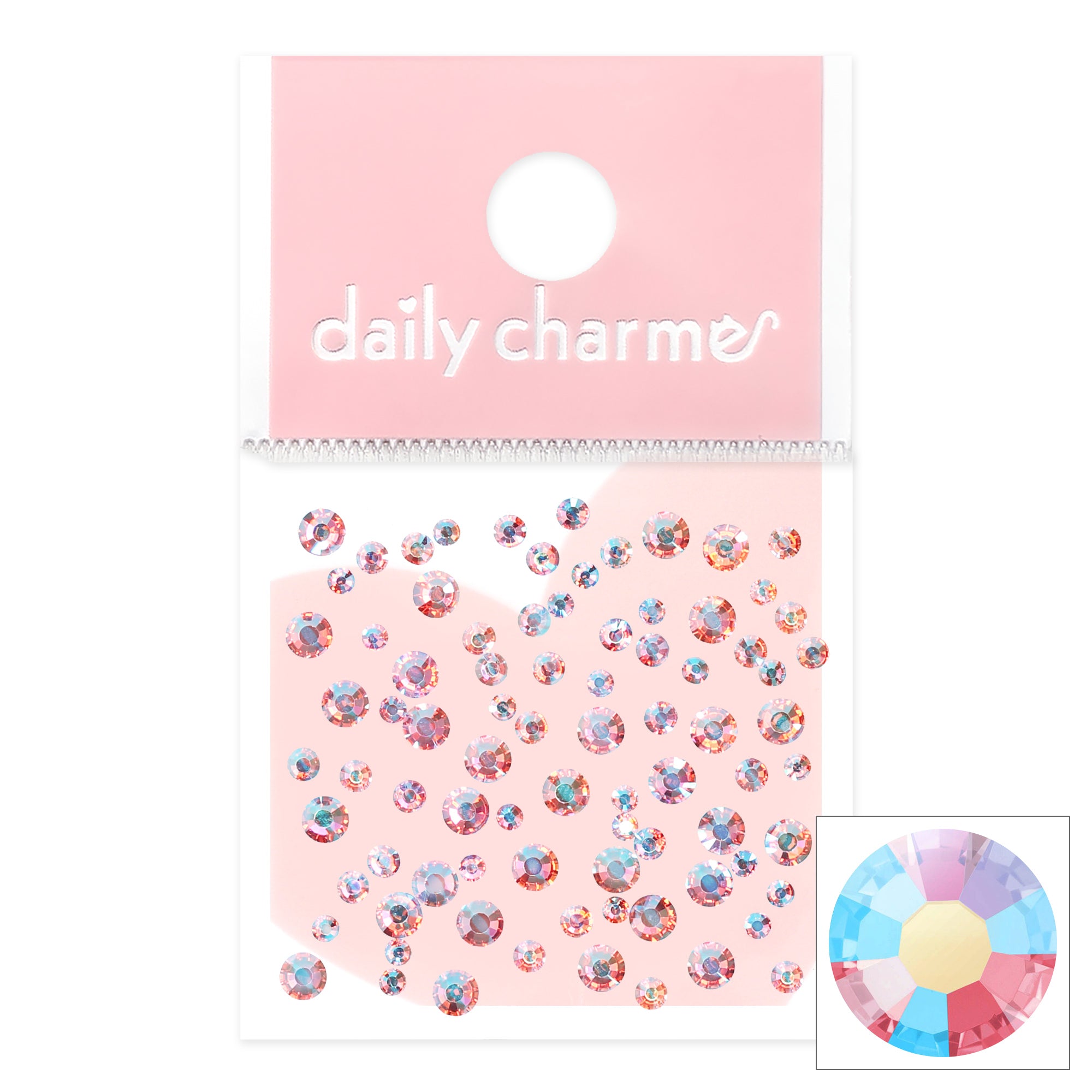 Charme Crystal Round Flatback Rhinestone / Light Rose AB Charme Crystal Round Flatback Rhinestone / Light Rose AB Pink Rainbow Nail Art