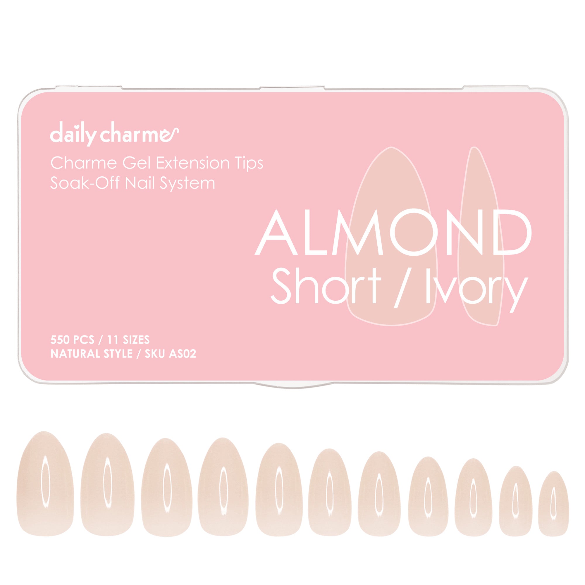 Charme Gel Extension Tips / Almond / Short / Ivory Charme Gel Extension Tips / Almond / Short / Ivory