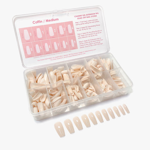Charme Gel Extension Tips / Coffin / Medium / Ivory Nail French Ballerina