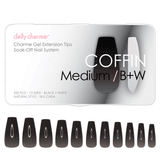 Charme Gel Extension Tips / Coffin  Medium Transparent Black White