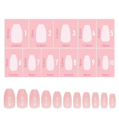 Charme Gel Extension Tips / Coffin / Short / Blush