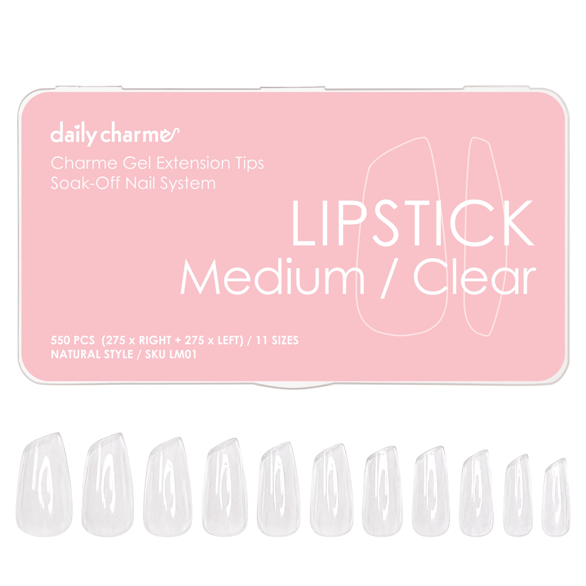 Charme Gel Extension Tips / Lipstick / Medium / Clear Charme Gel Extension Tips / Lipstick / Medium / Clear Nail Design