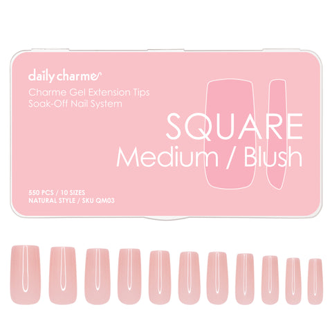DIY Nail Charme Gel Extension Tips / Square / Medium / Blush