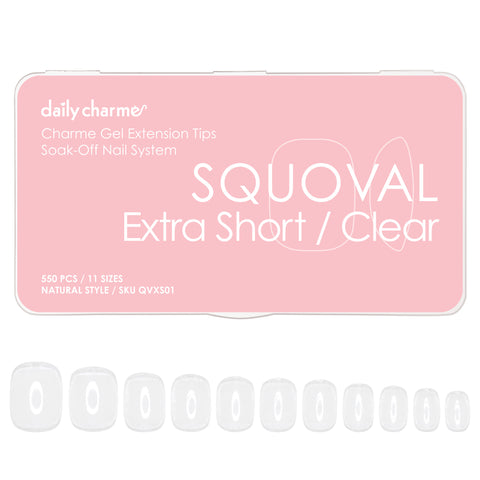 DIY Nail Charme Gel Extension Tips / Squoval / Extra Short / Clear