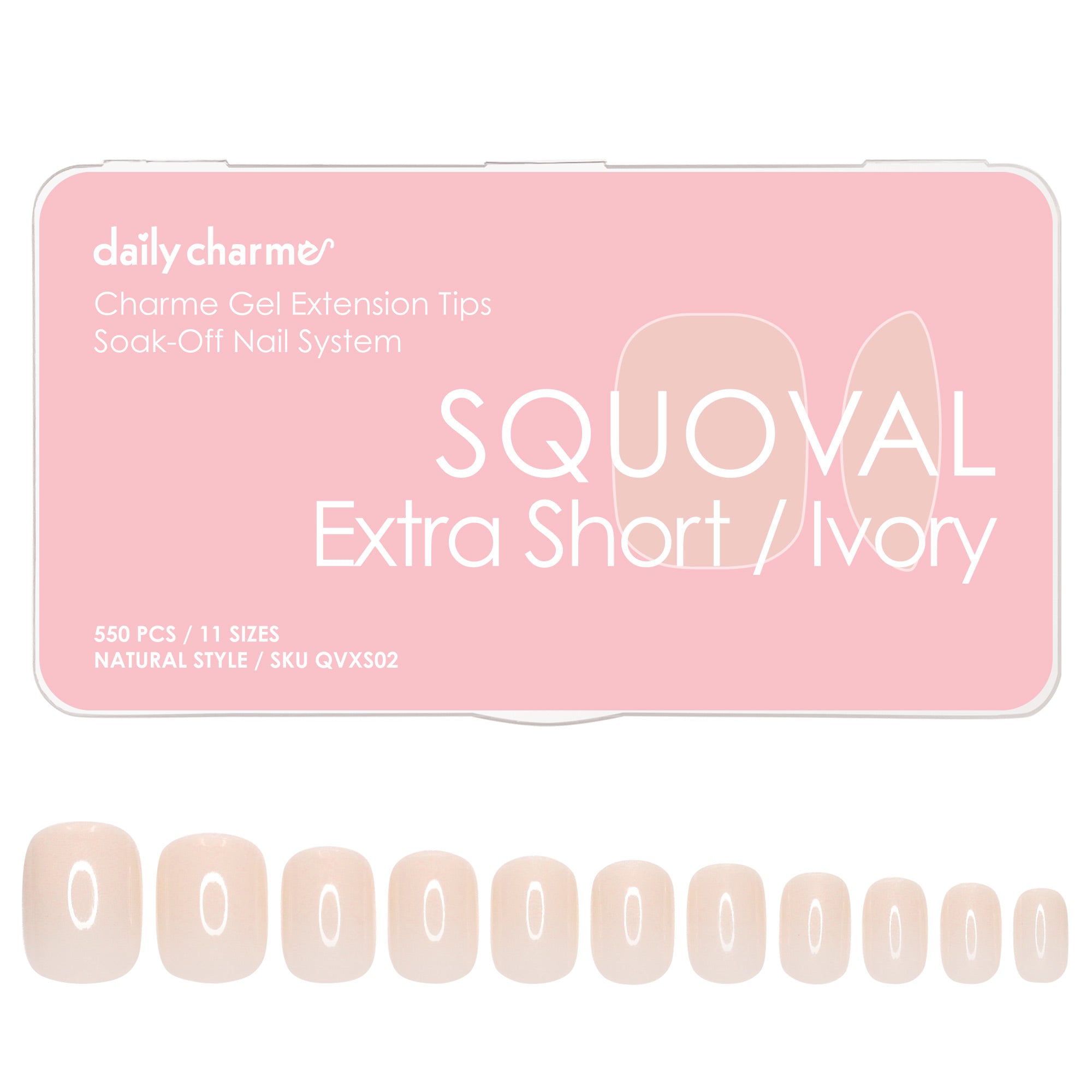 Charme Gel Extension Tips / Squoval / Extra Short / Ivory Easy DIY Nail Charme Gel Extension Tips / Squoval / Extra Short / Ivory