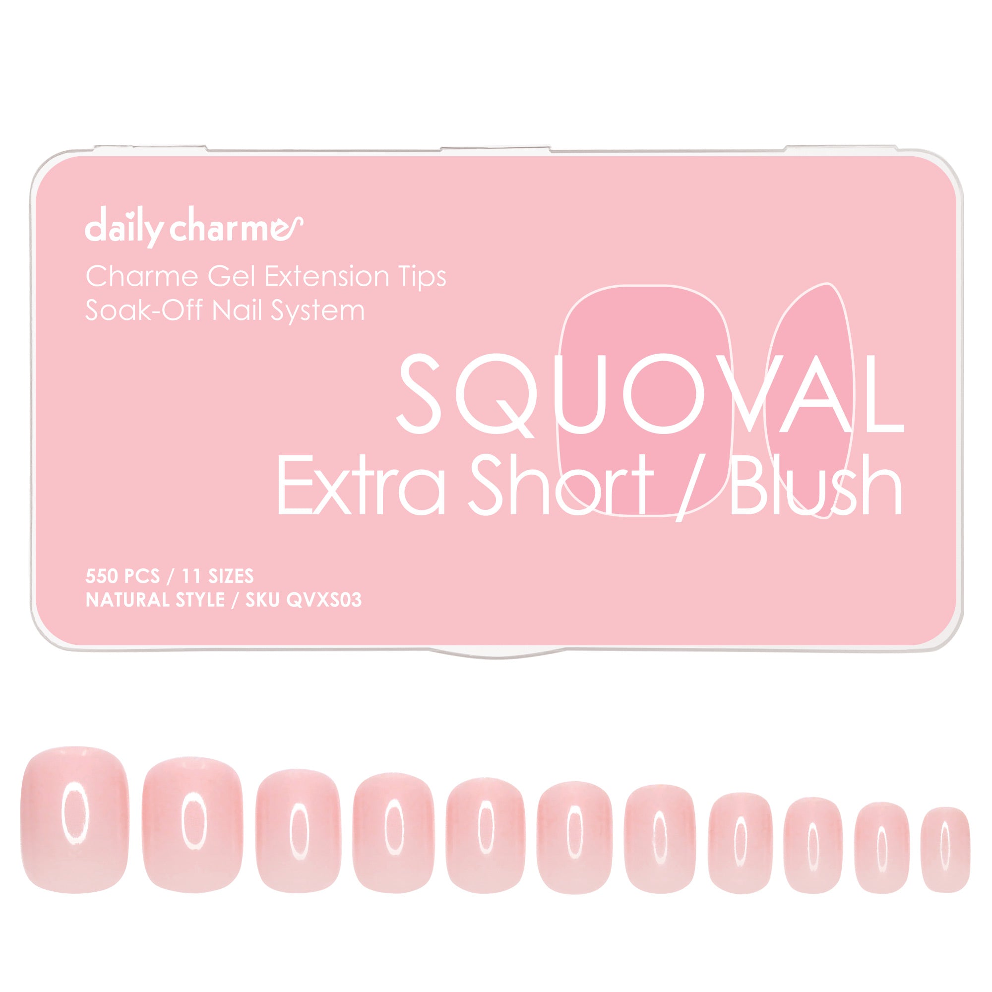 Charme Gel Extension Tips / Squoval / Extra Short / Blush Natural Nail Charme Gel Extension Tips / Squoval / Extra Short / Blush