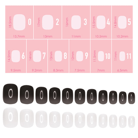Charme Gel Extension Tips / Squoval / Extra Short / Black White Transparent