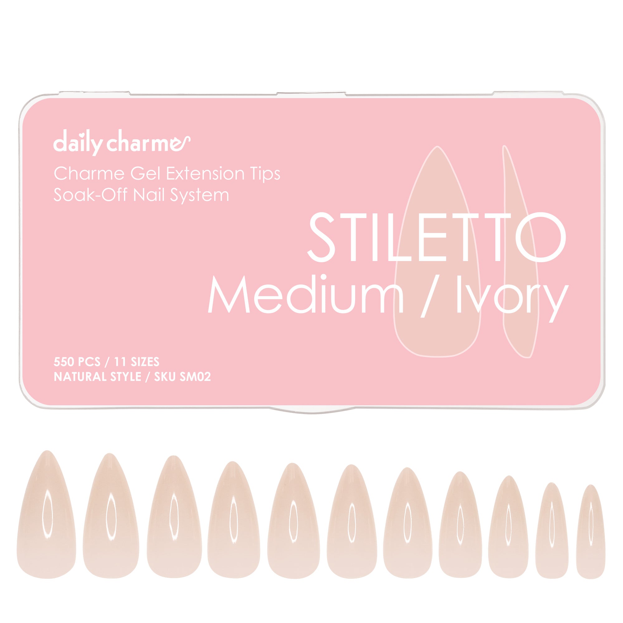 Charme Gel Extension Tips / Stiletto / Medium / Ivory Charme Gel Extension Tips / Stiletto / Medium / Ivory