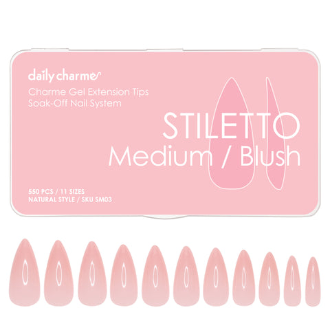 Charme Gel Extension Tips / Stiletto / Medium / Blush Pink Nails