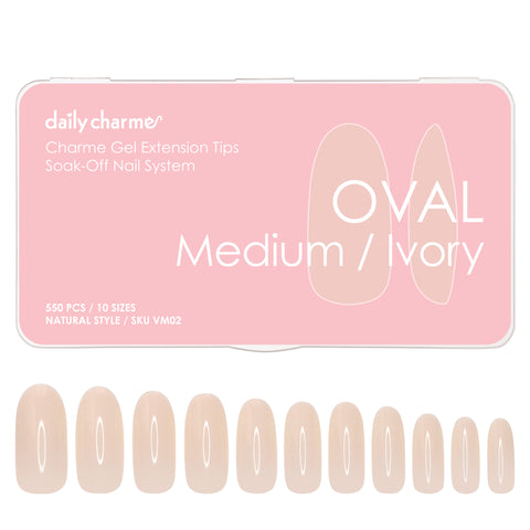 Charme Gel Extension Tips / Oval / Medium / Ivory Nail