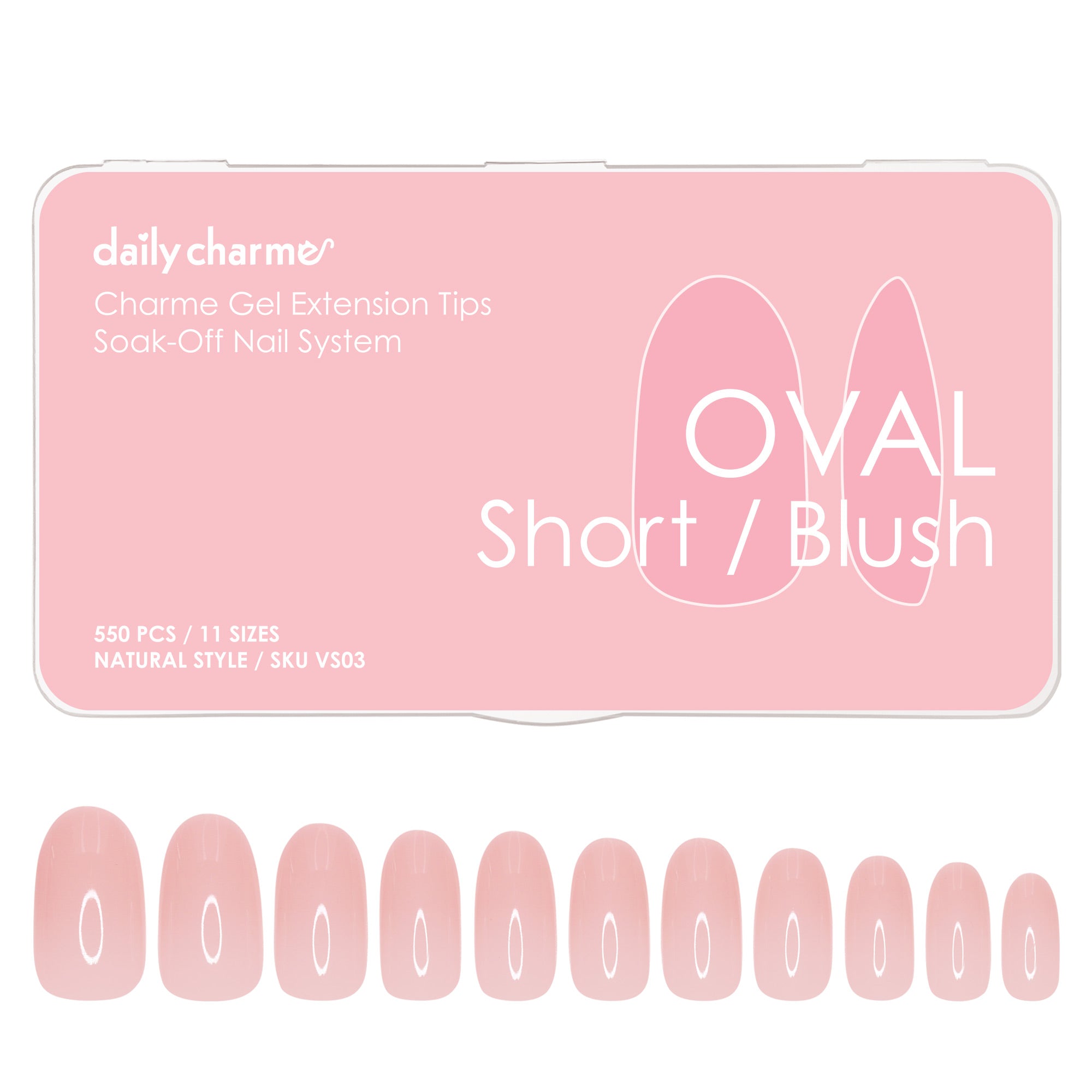 Charme Gel Extension Tips / Oval / Short / Blush Charme Gel Extension Tips / Oval / Short / Blush Pink Nails
