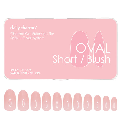 Charme Gel Extension Tips / Oval / Short / Blush Pink Nails