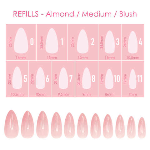 Charme Gel Extension Tips Refill / Almond / Medium / Blush