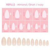 Charme Gel Extension Tips Refill / Almond / Short / Ivory