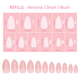 Charme Gel Extension Tips Refill / Almond / Short / Blush