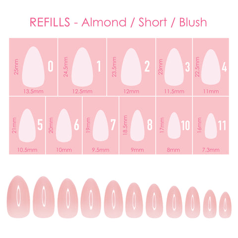 Charme Gel Extension Tips Refill / Almond / Short / Blush