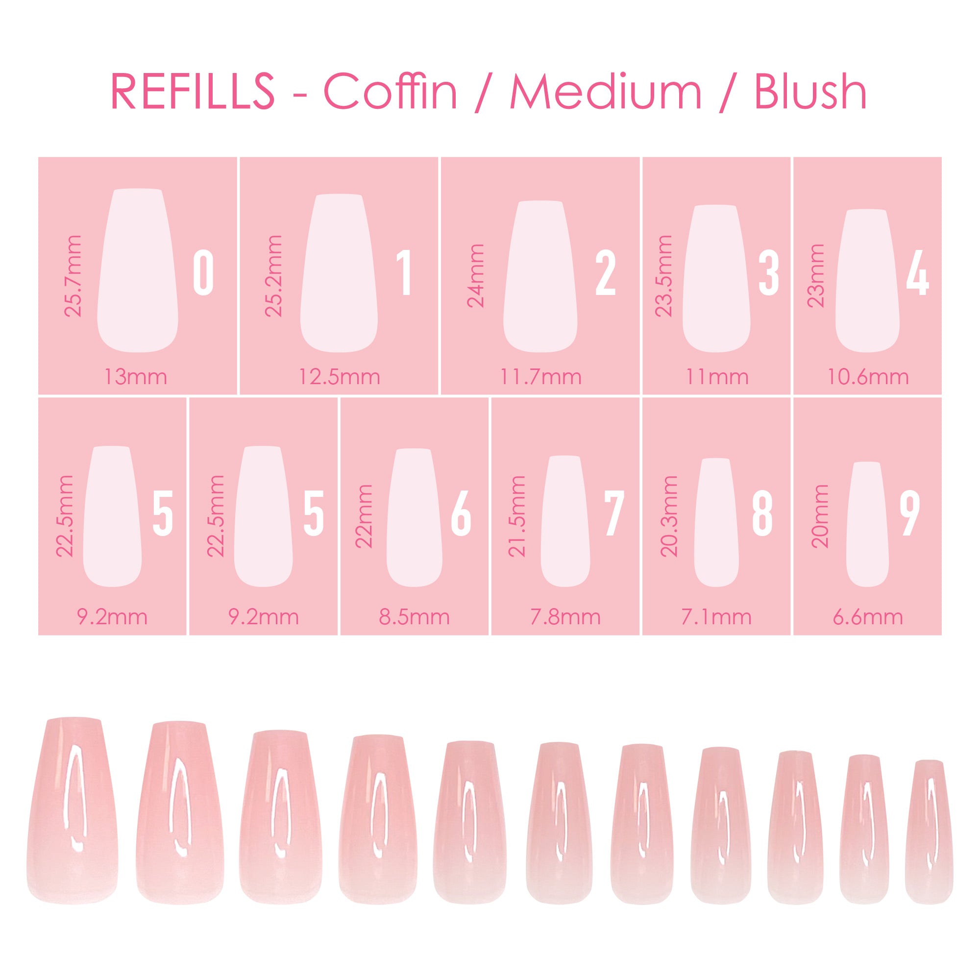 Charme Gel Extension Tips Refill / Coffin / Medium / Blush Charme Gel Extension Tips Refill / Coffin / Medium / Blush